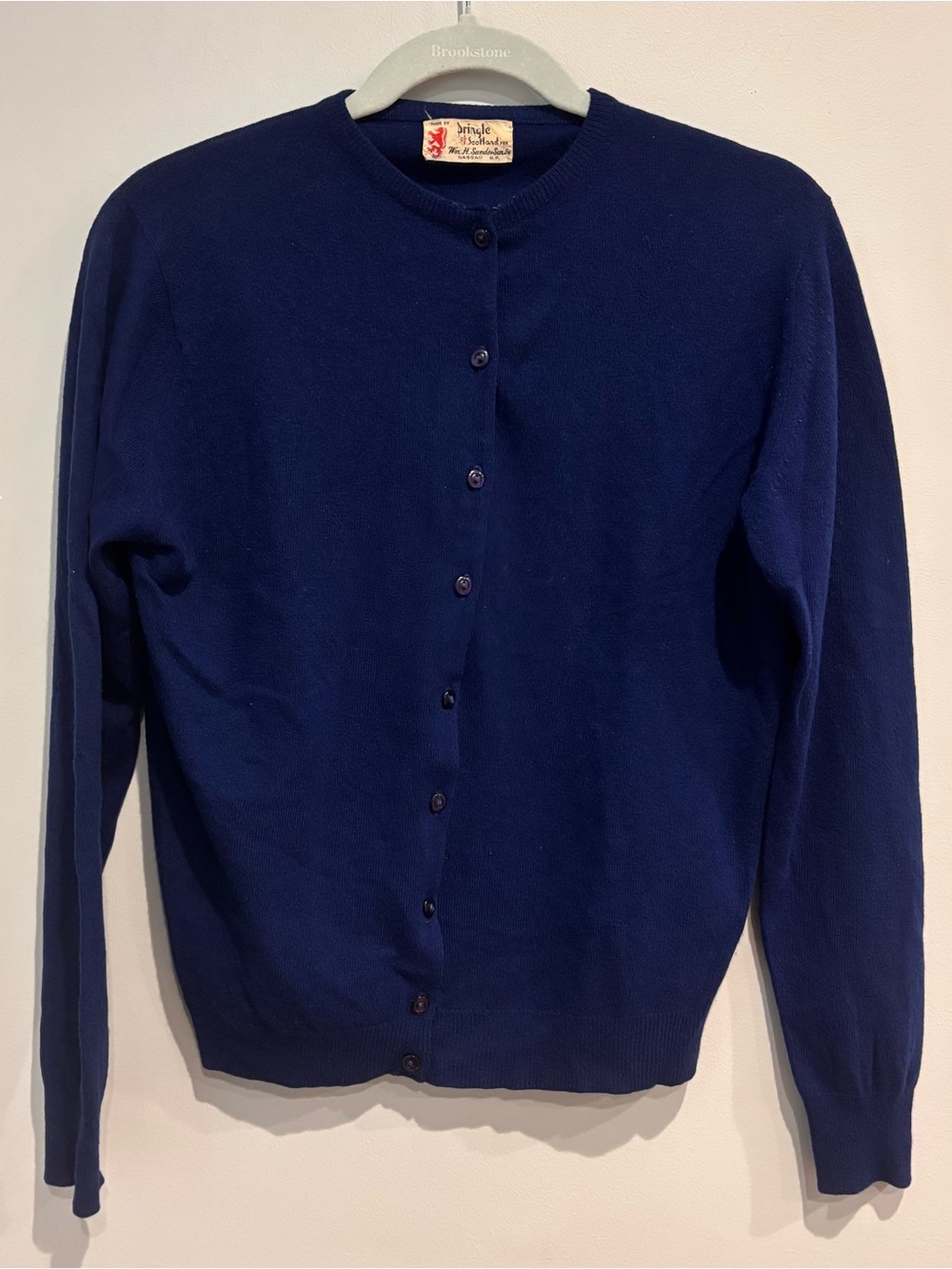Vintage Pringle of Scotland Blue Lambswool Cardigan Sweater size 40 M/L